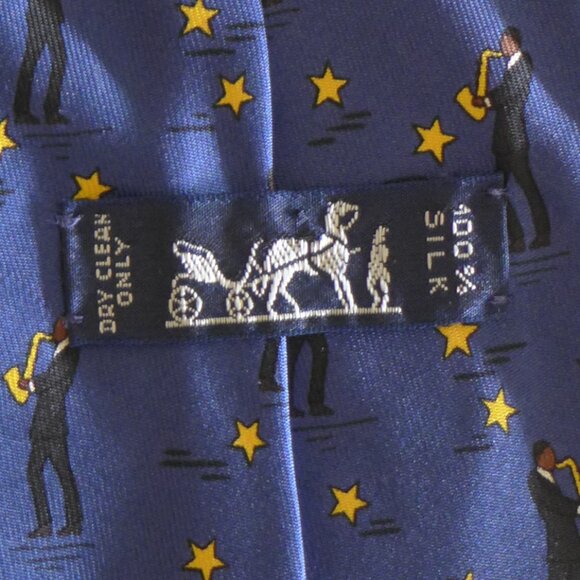 HERMES Blue Vintage and LuxuryJazz Saxophone Player Tie - Picture 6 of 6